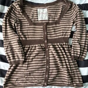 Hollister Brown Striped Babydoll Top